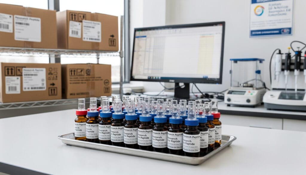 Laboratory researcher sourcing bulk research peptides for scientific study in the United States