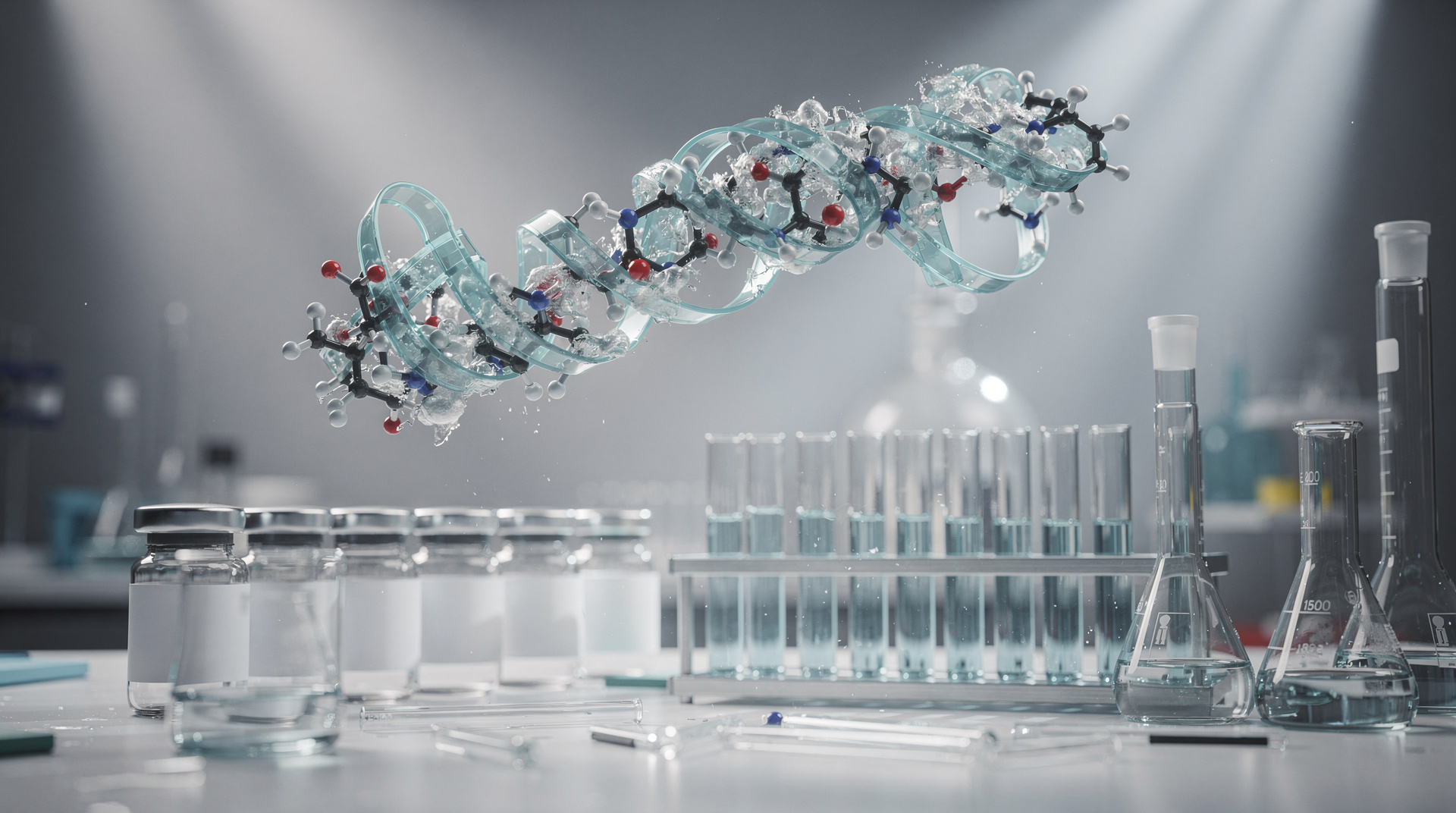 Semaglutide research peptide — molecular structure and laboratory imagery