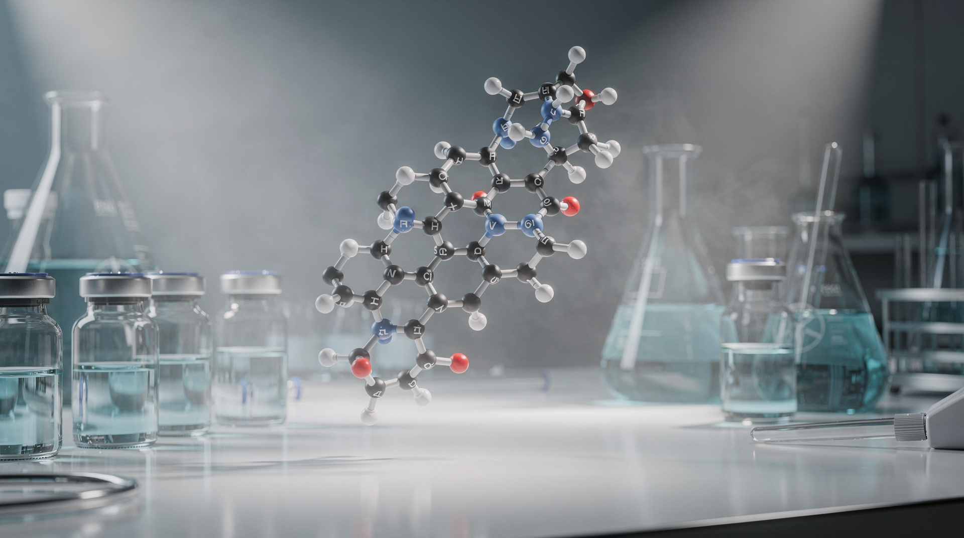 TB-500 research peptide — molecular structure and laboratory imagery
